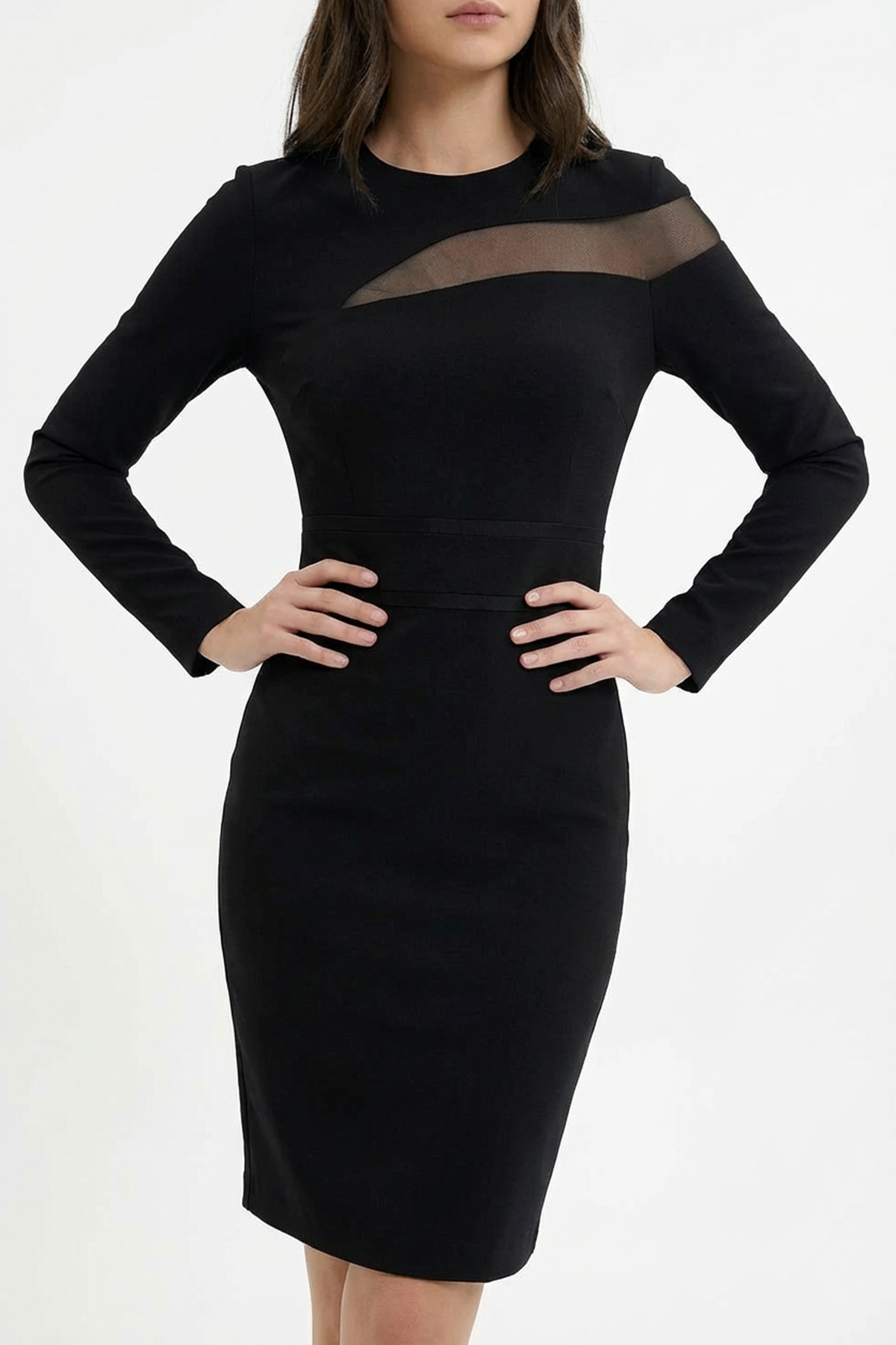 Asymmetric Mesh Cutout Bandage Dress