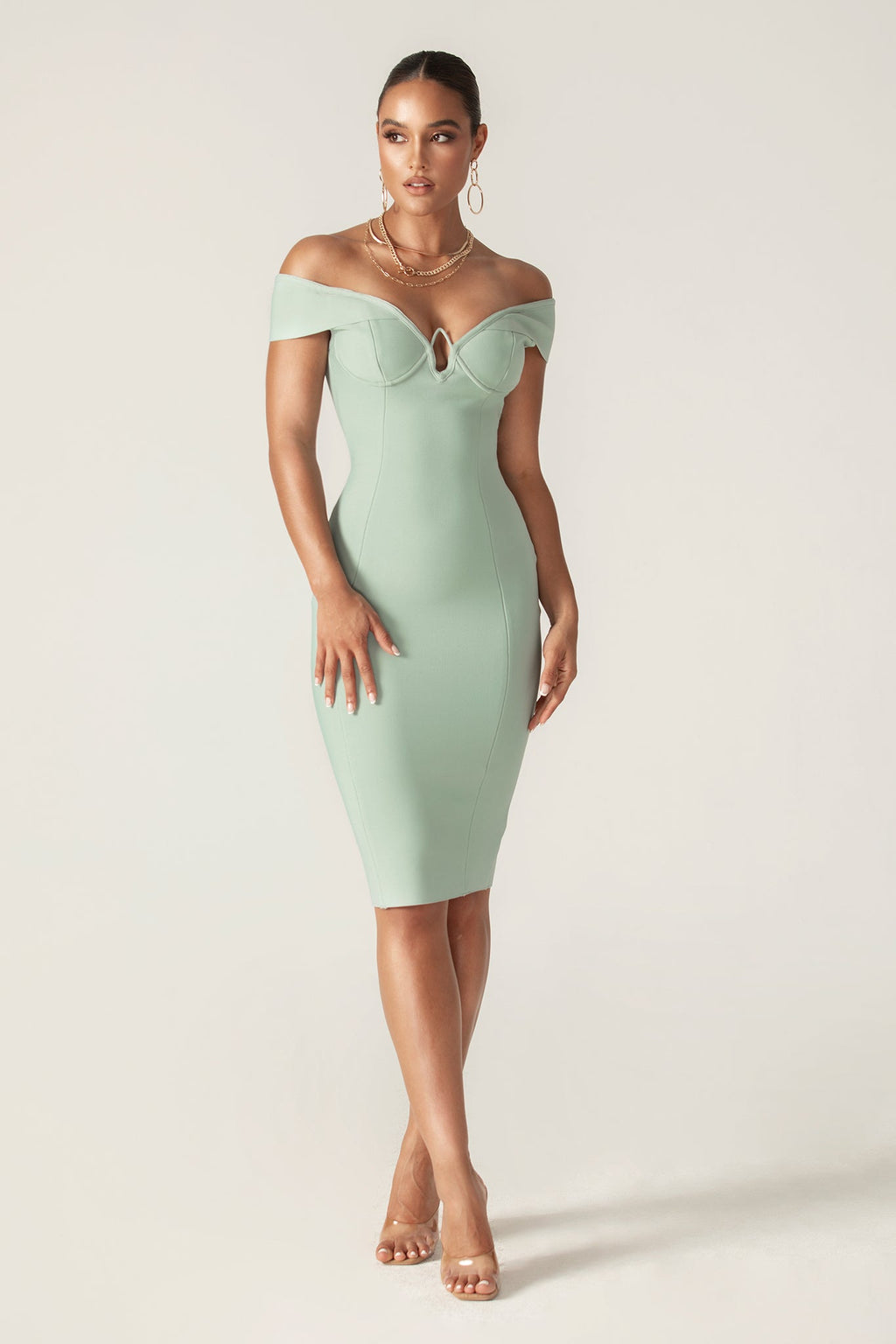 Off-Shoulder Sculpted Bandage Dress
