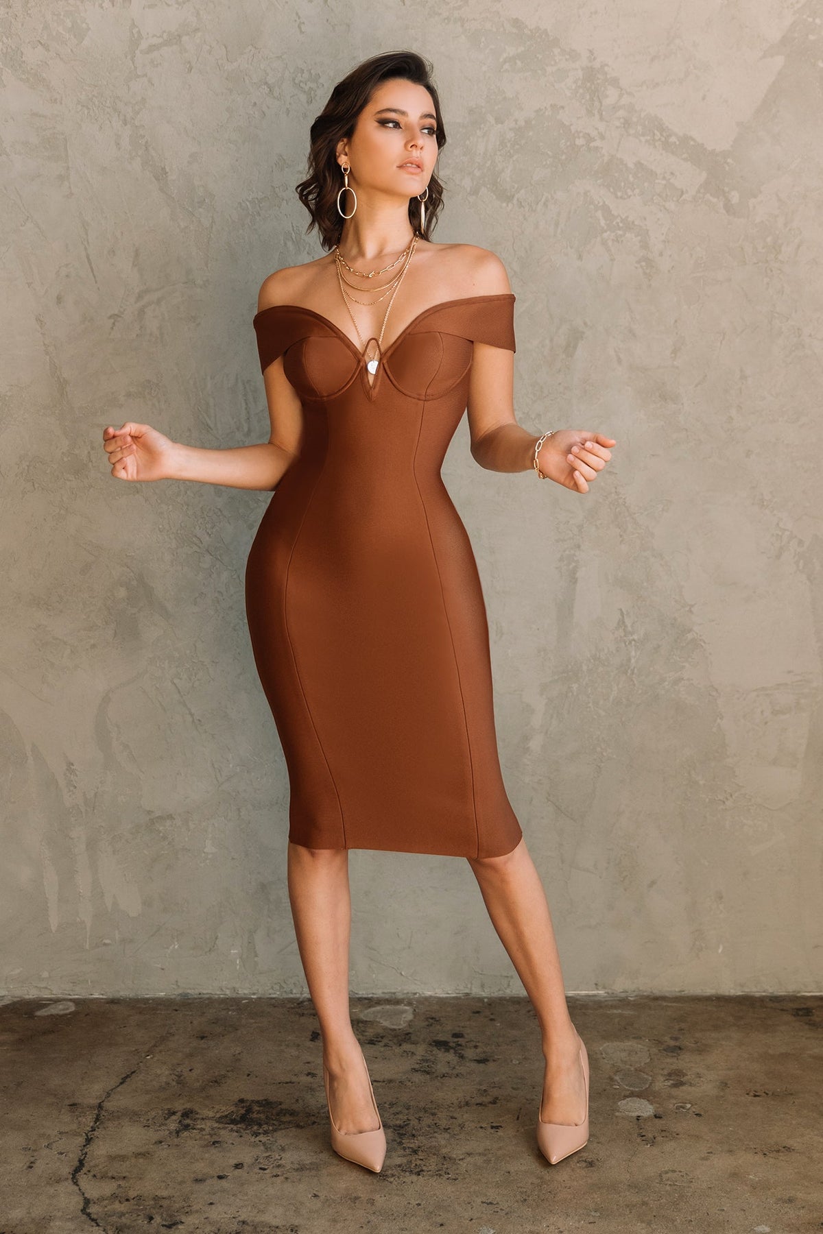 Off-Shoulder Sculpted Bandage Dress