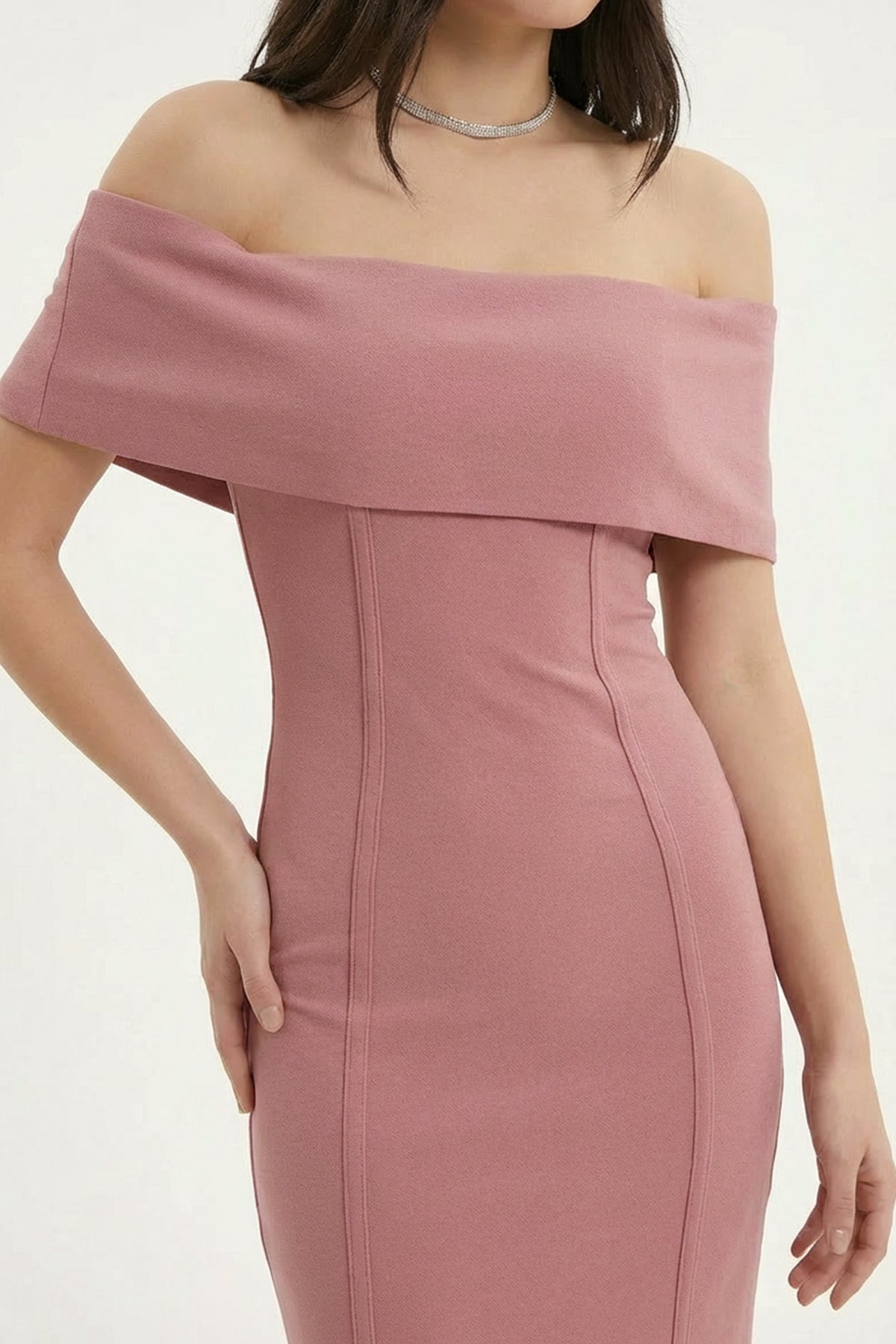 Off-Shoulder Bodycon Bandage Midi Dress