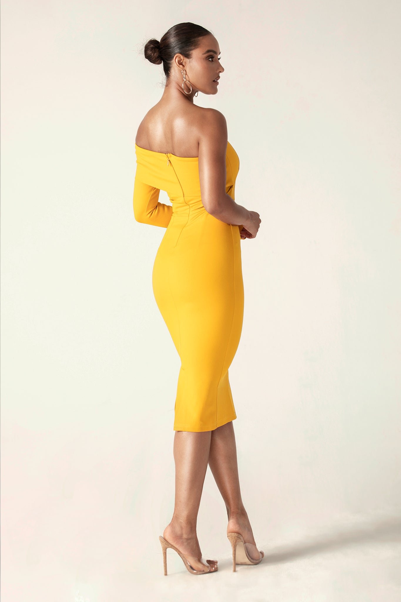 One-Shoulder Pencil Midi Dress