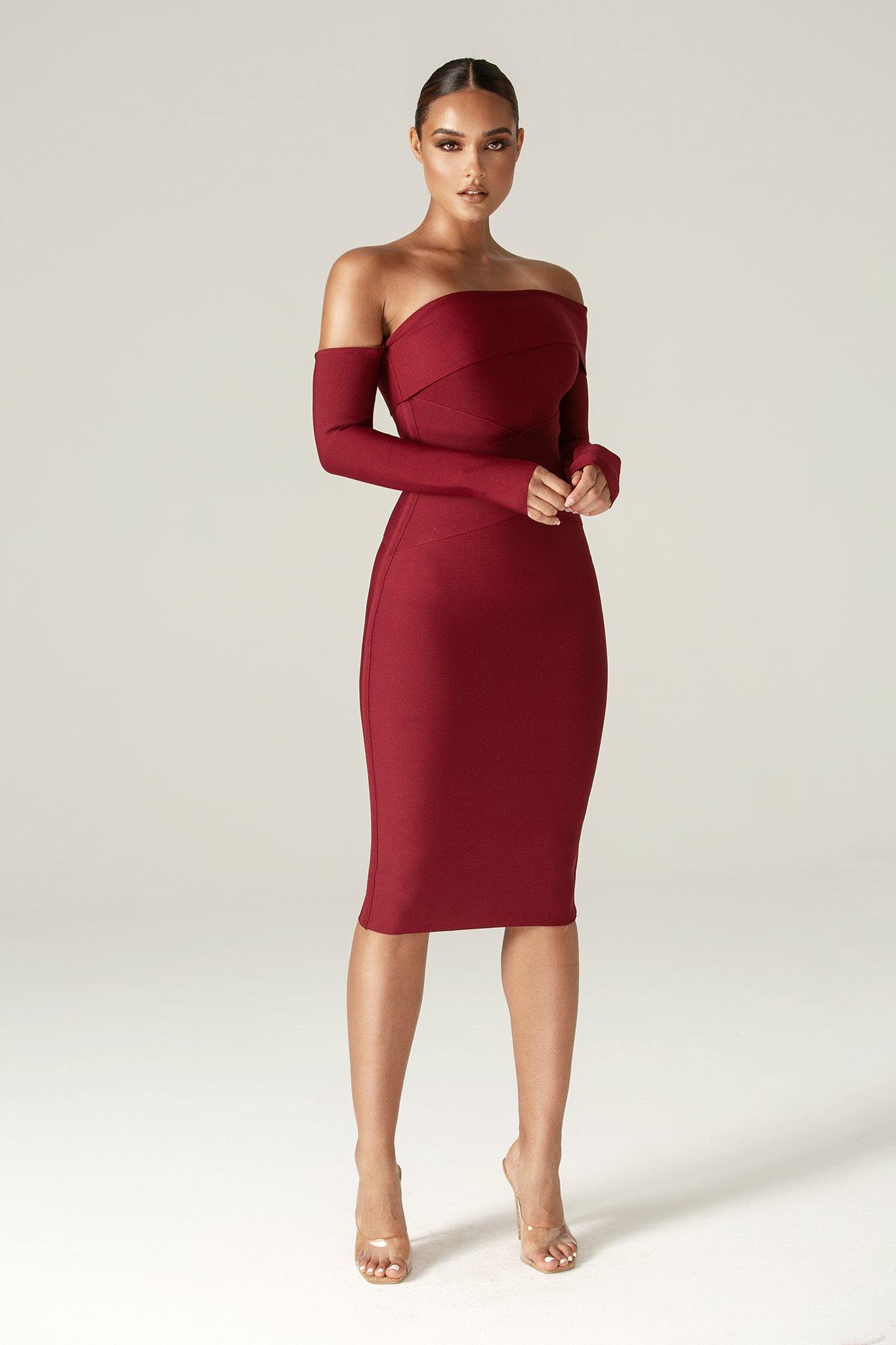 Shiva Bandage Dress (Maroon) - Alieva