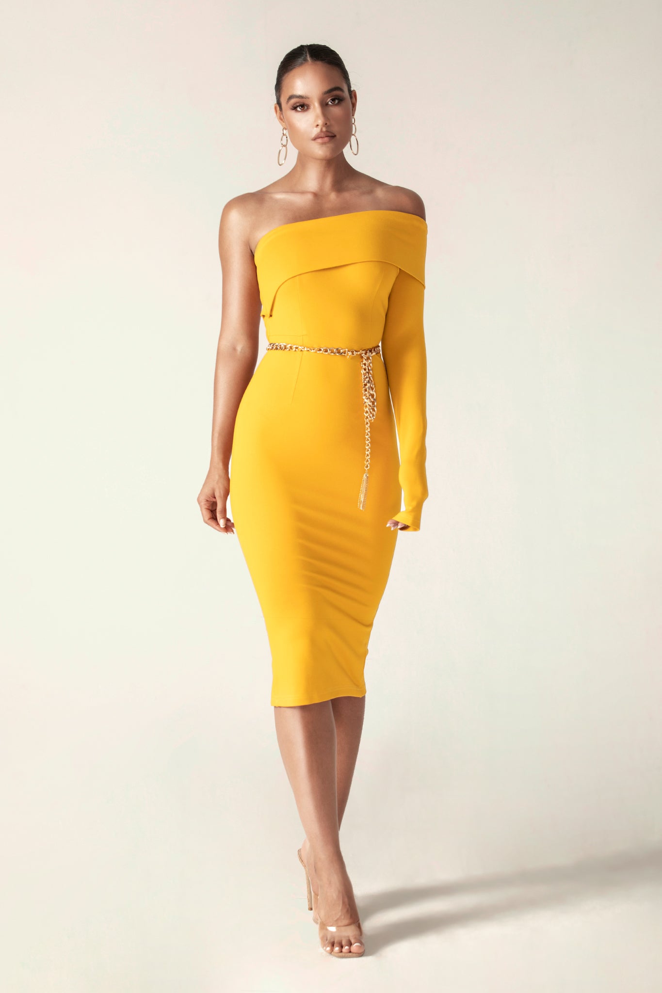 One-Shoulder Pencil Midi Dress