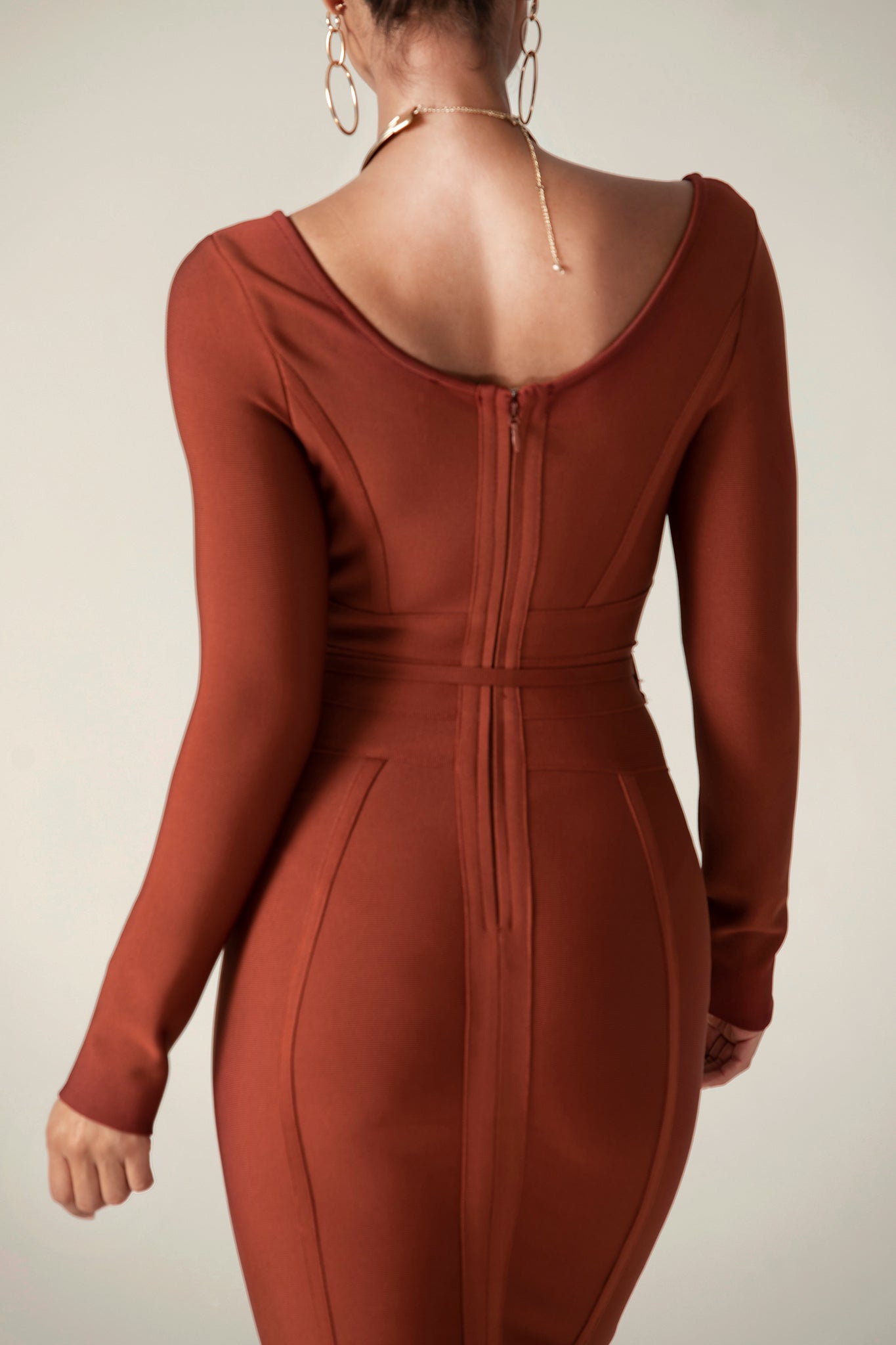 Scoop Neck Wrap Bandage Midi Dress