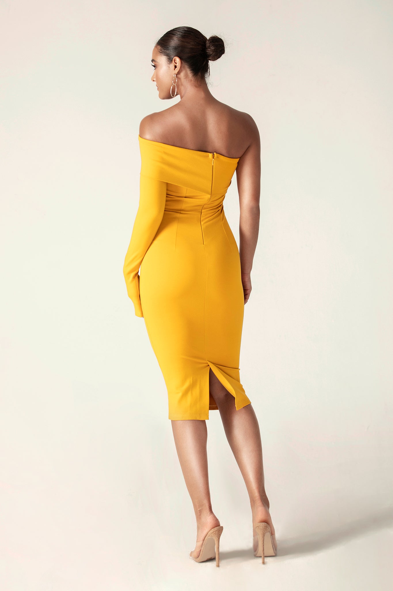 One-Shoulder Pencil Midi Dress
