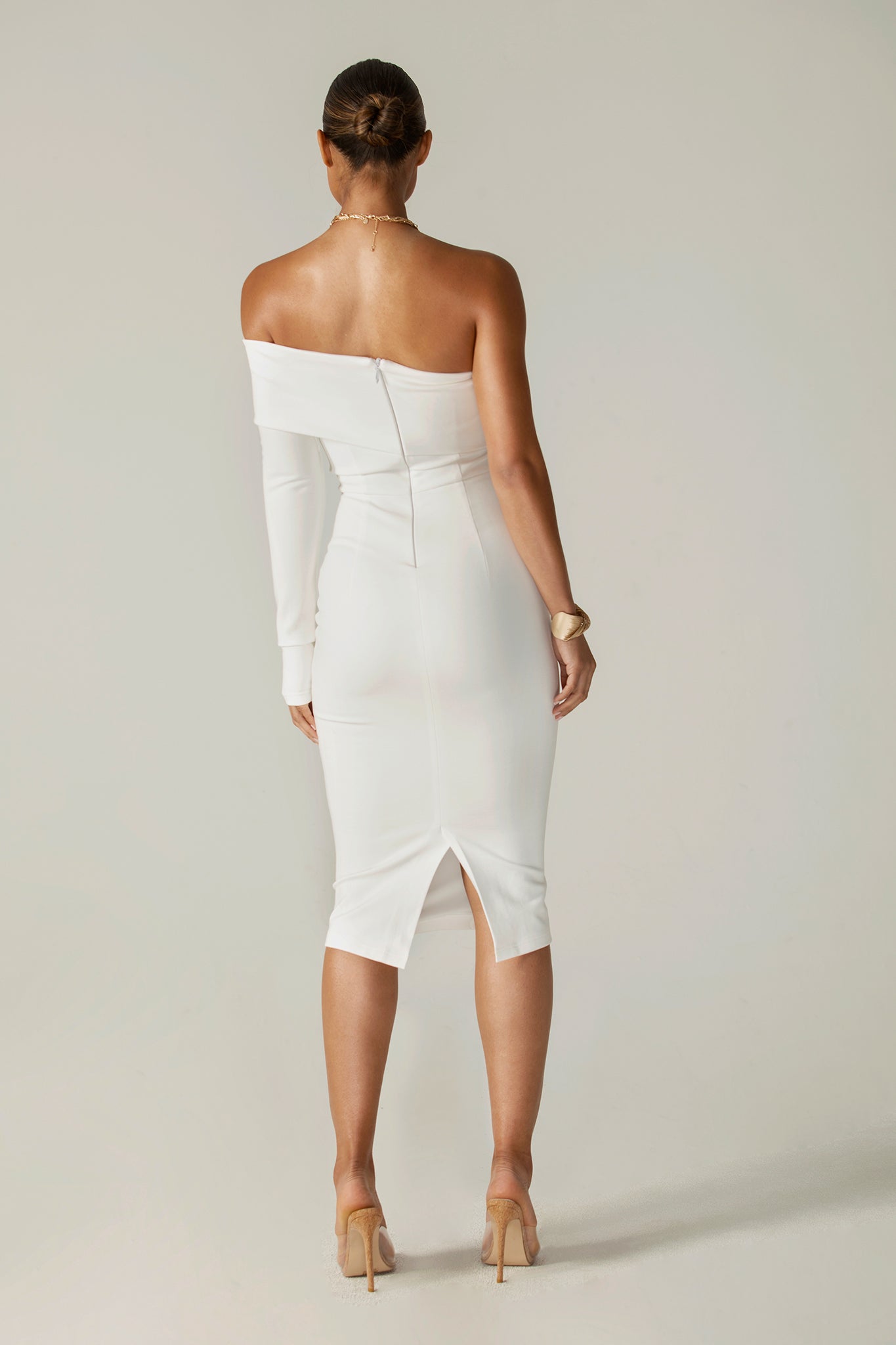 One-Shoulder Pencil Midi Dress