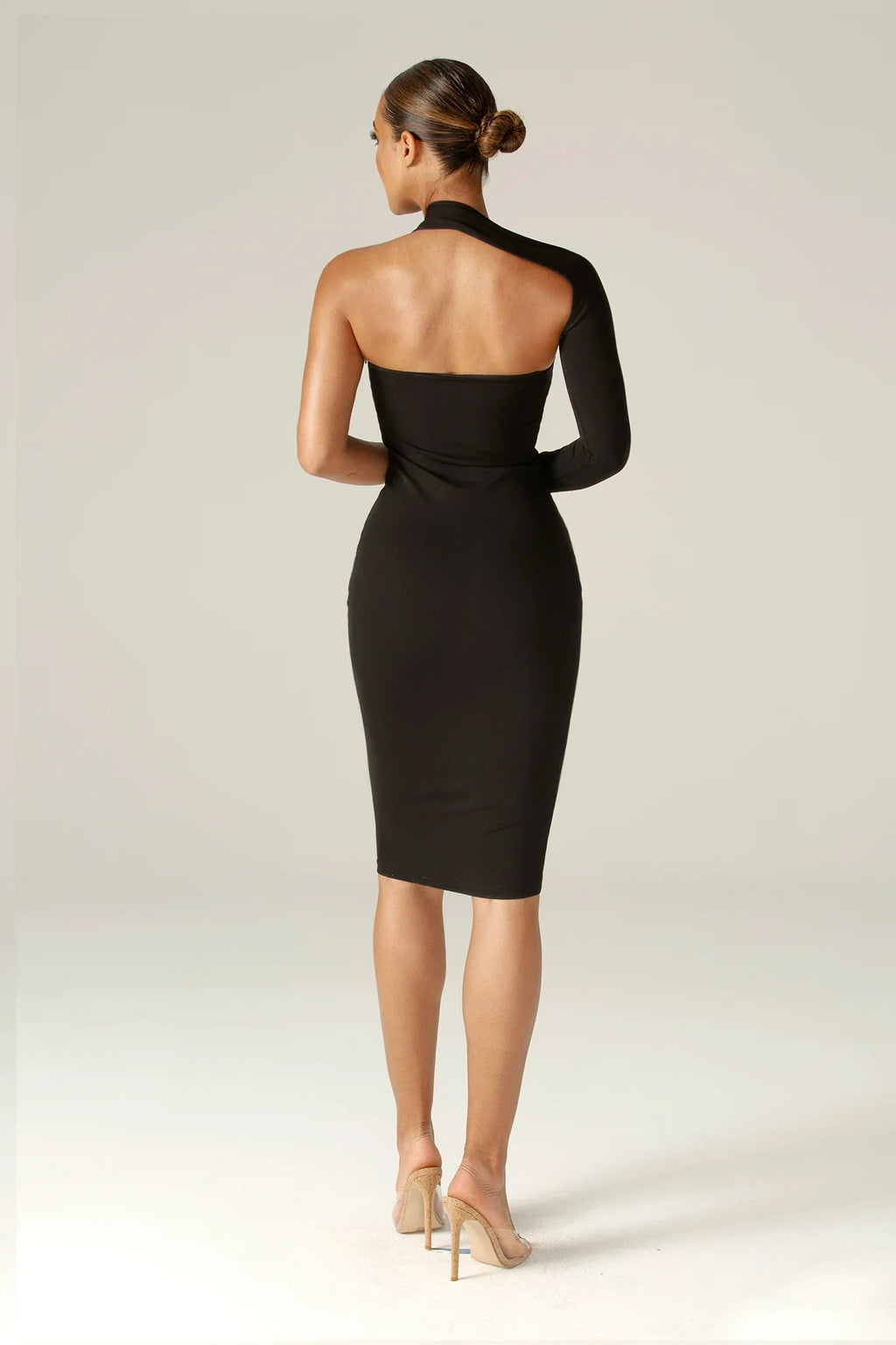 Asymmetric One-Shoulder Midi Dress