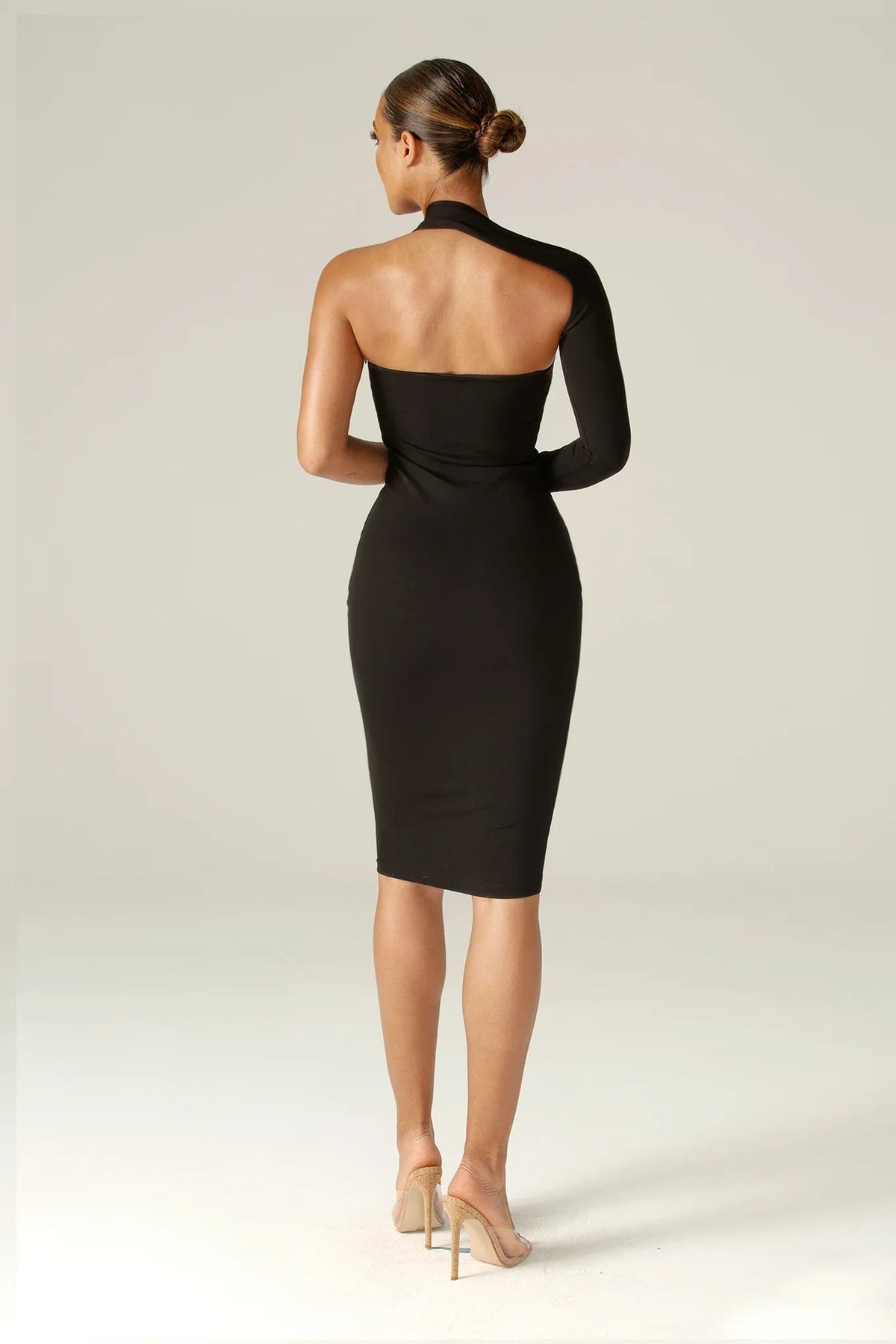 Asymmetric One-Shoulder Midi Dress