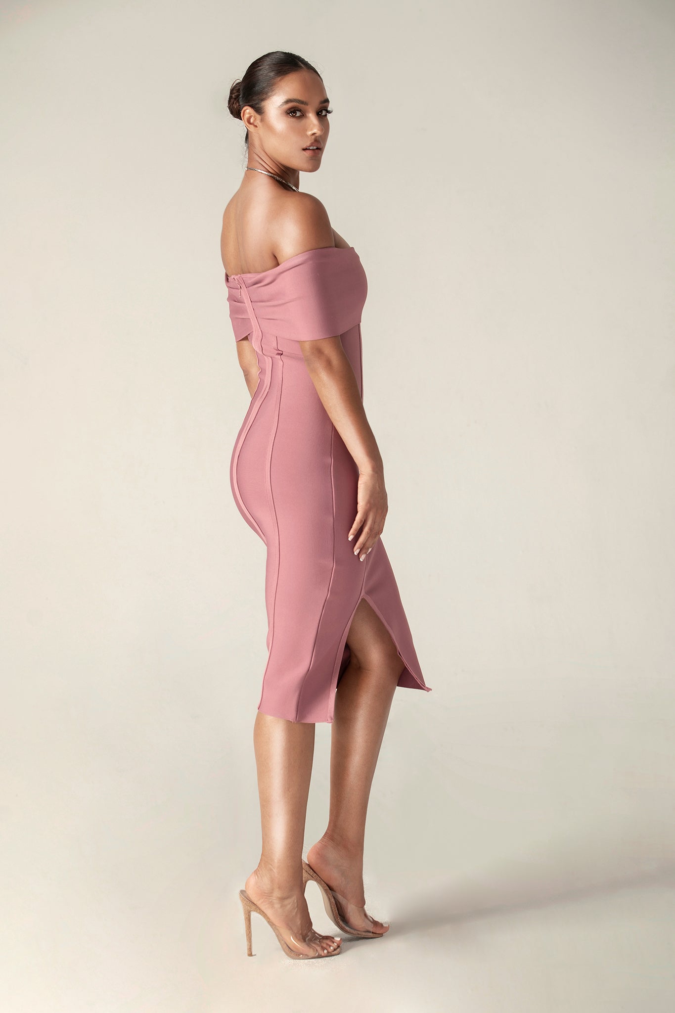 Off-Shoulder Bodycon Bandage Midi Dress
