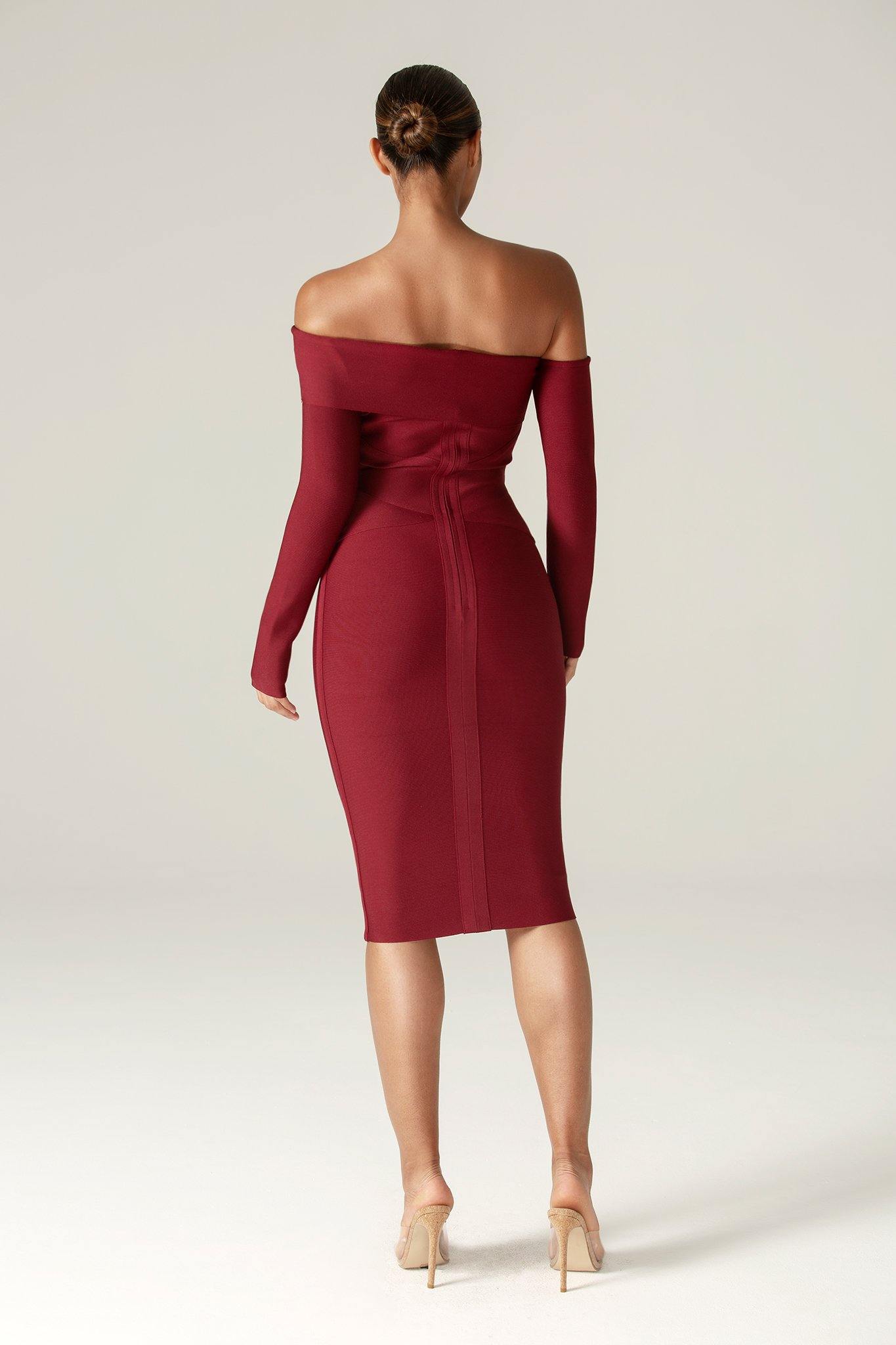 Shiva Bandage Dress (Maroon) - Alieva