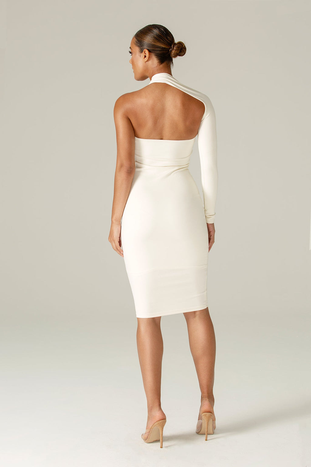 Asymmetric One-Shoulder Midi Dress