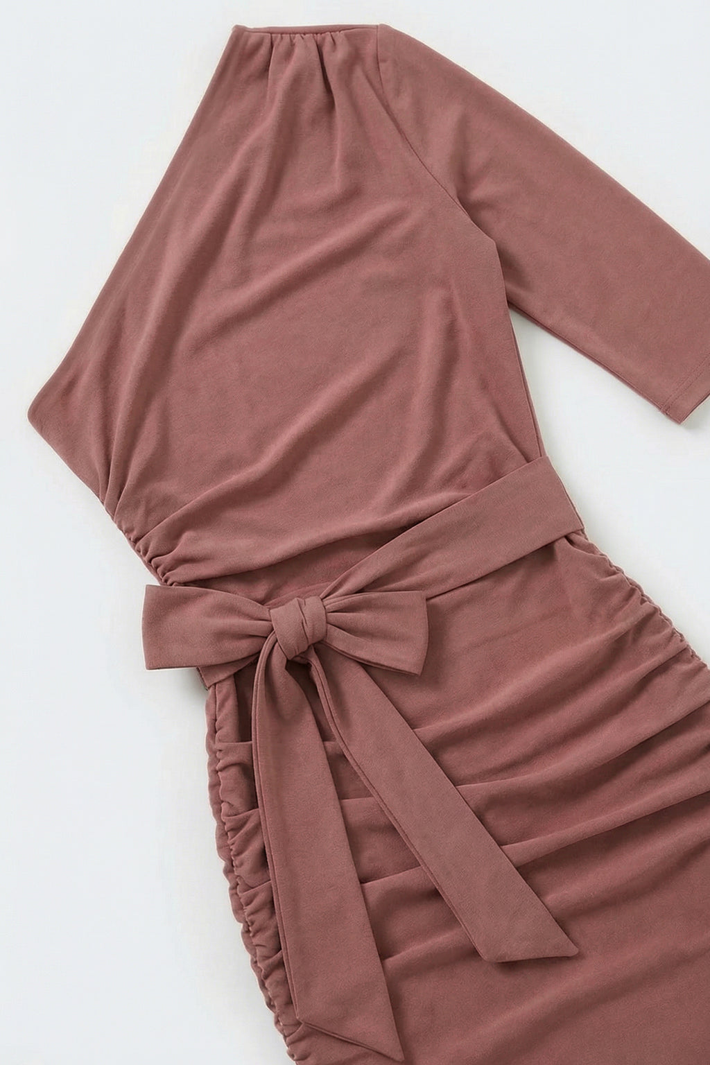 One-Sleeve Draped Bodycon Dress