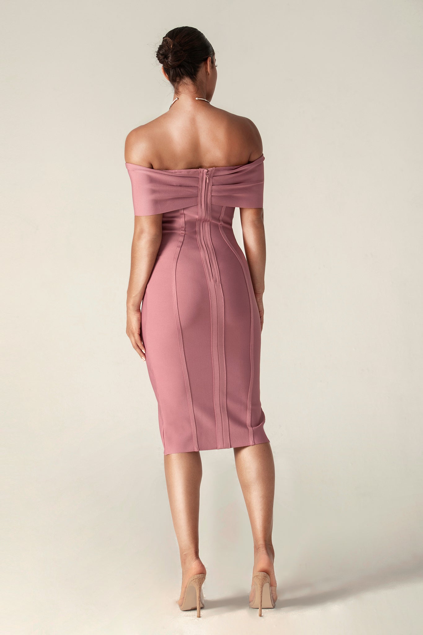 Off-Shoulder Bodycon Bandage Midi Dress