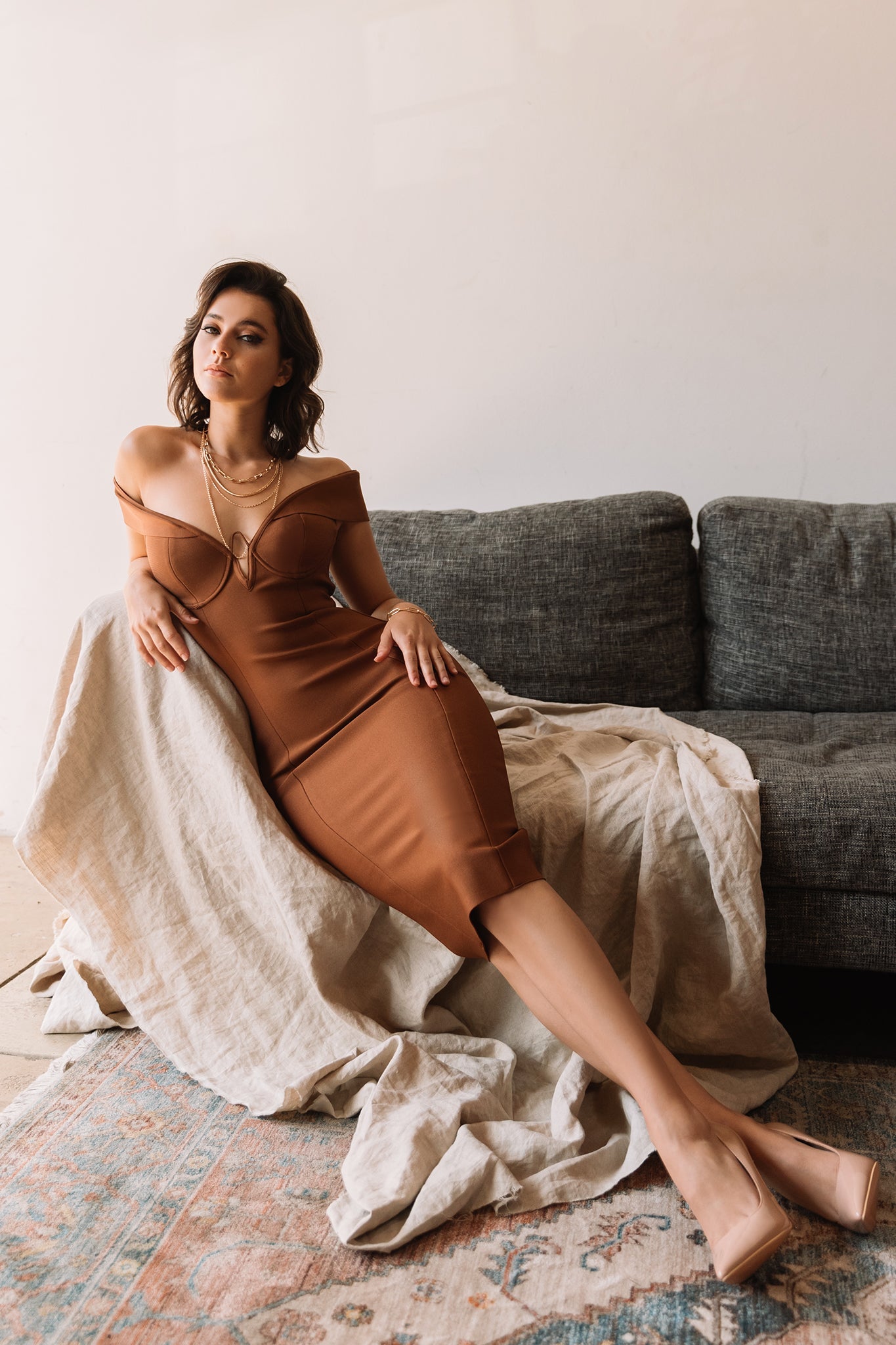 Off-Shoulder Sculpted Bandage Dress