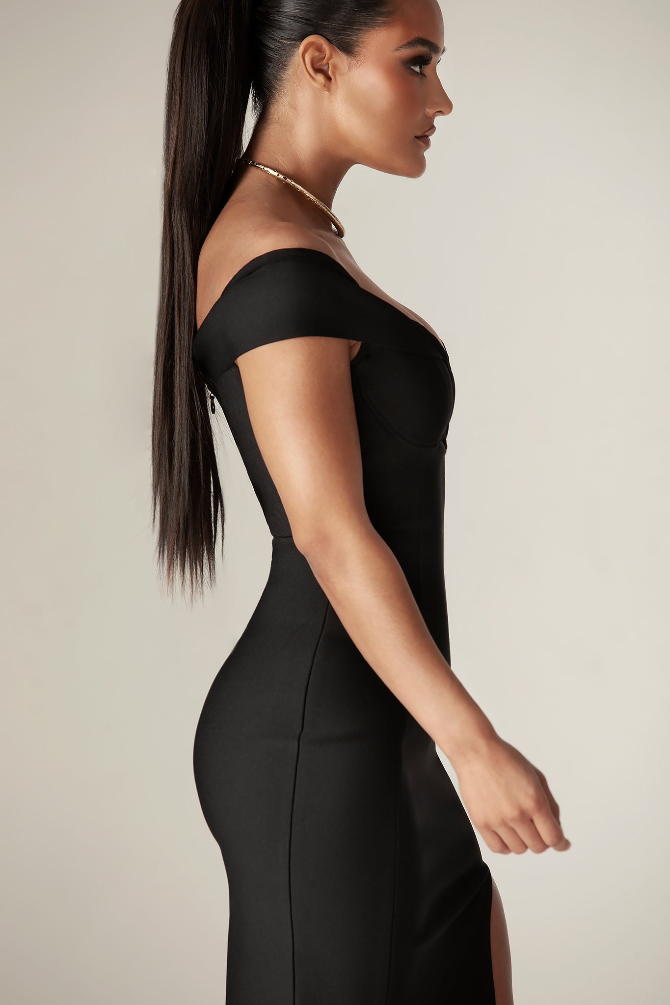 Off-Shoulder Sculpted Bandage Dress