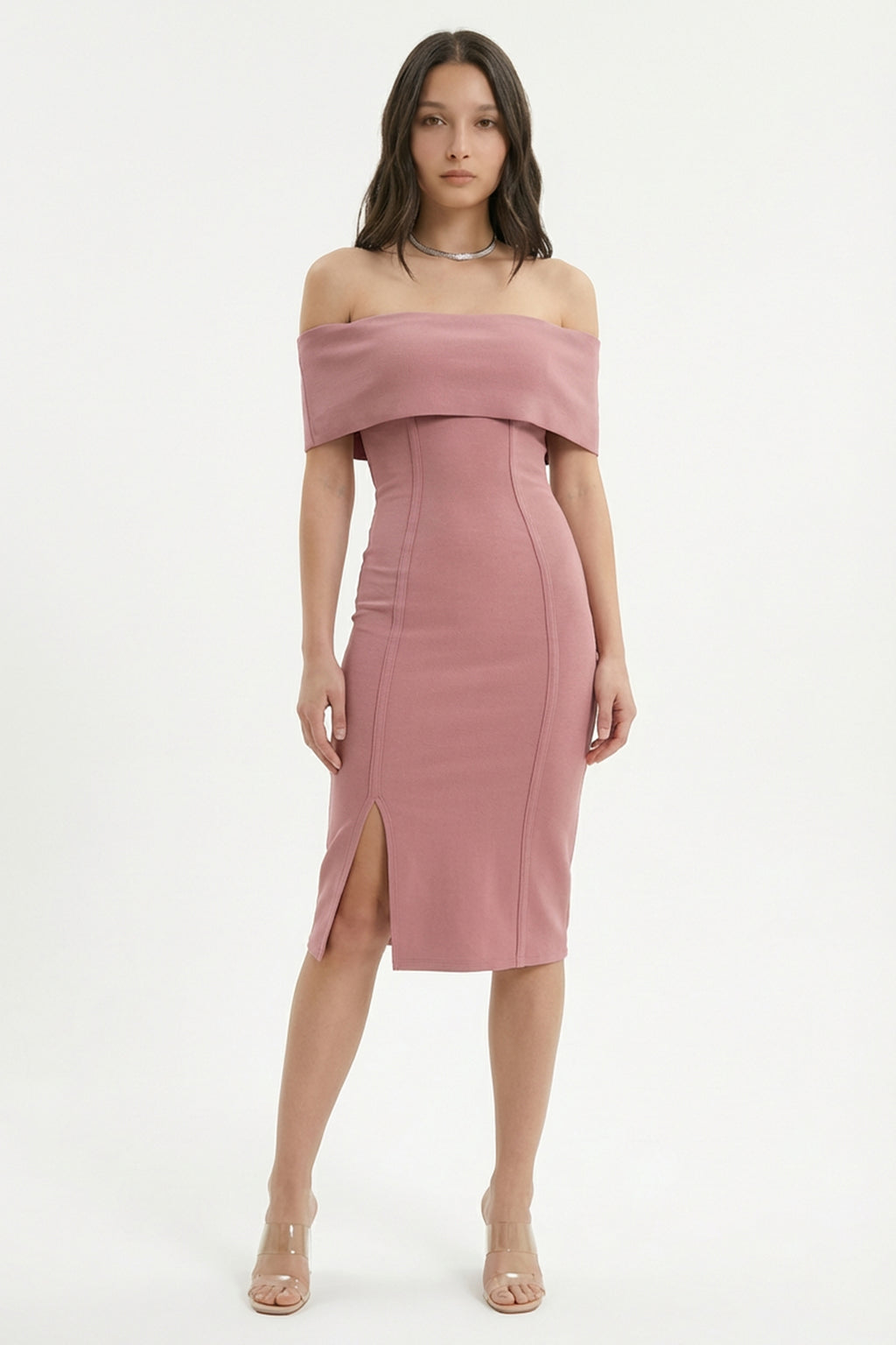 Off-Shoulder Bodycon Bandage Midi Dress