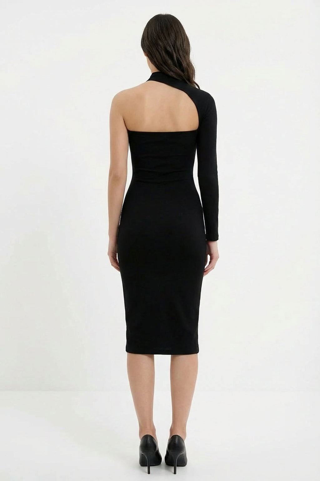 Asymmetric One-Shoulder Midi Dress