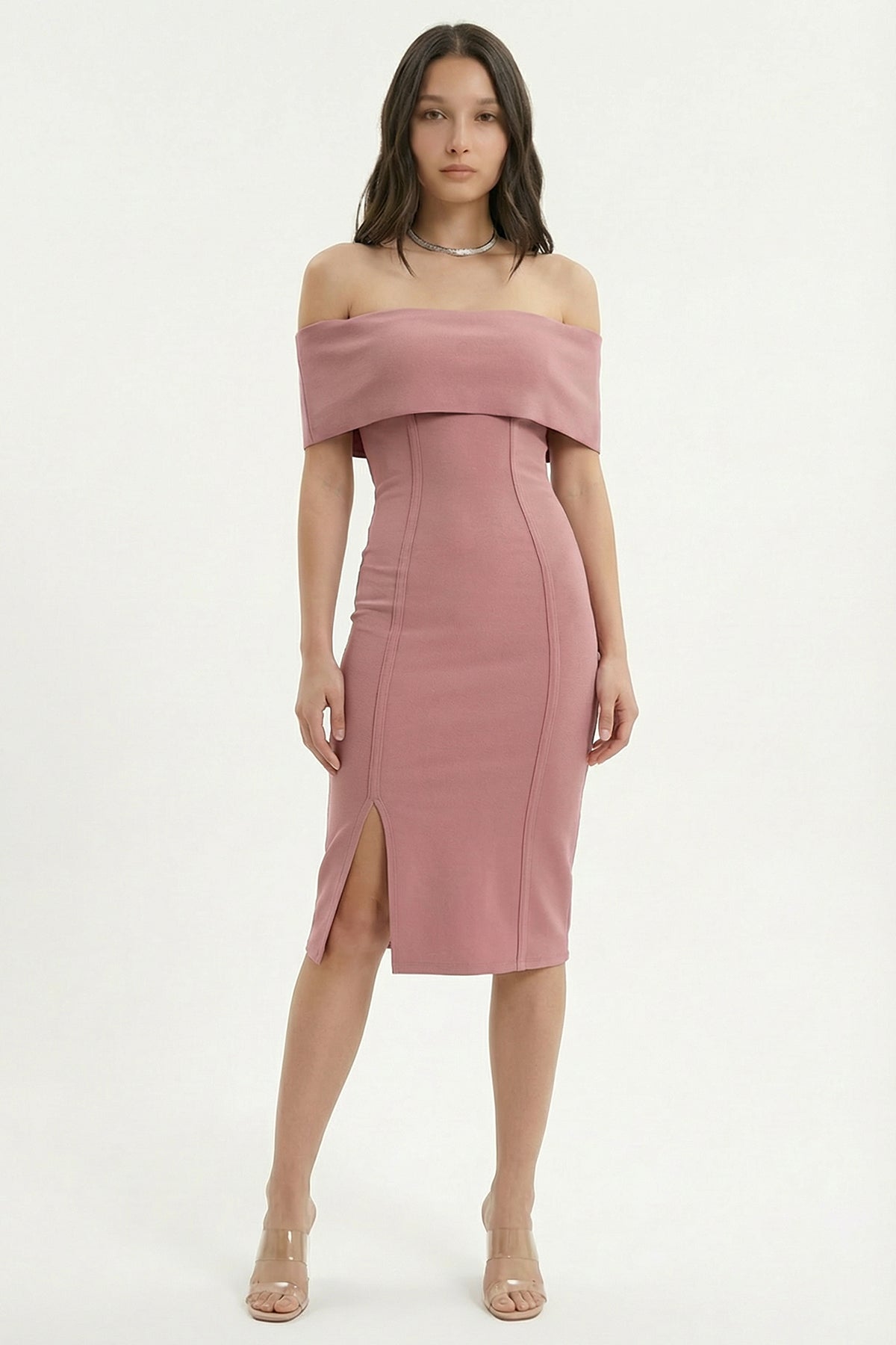 Off-Shoulder Bodycon Bandage Midi Dress