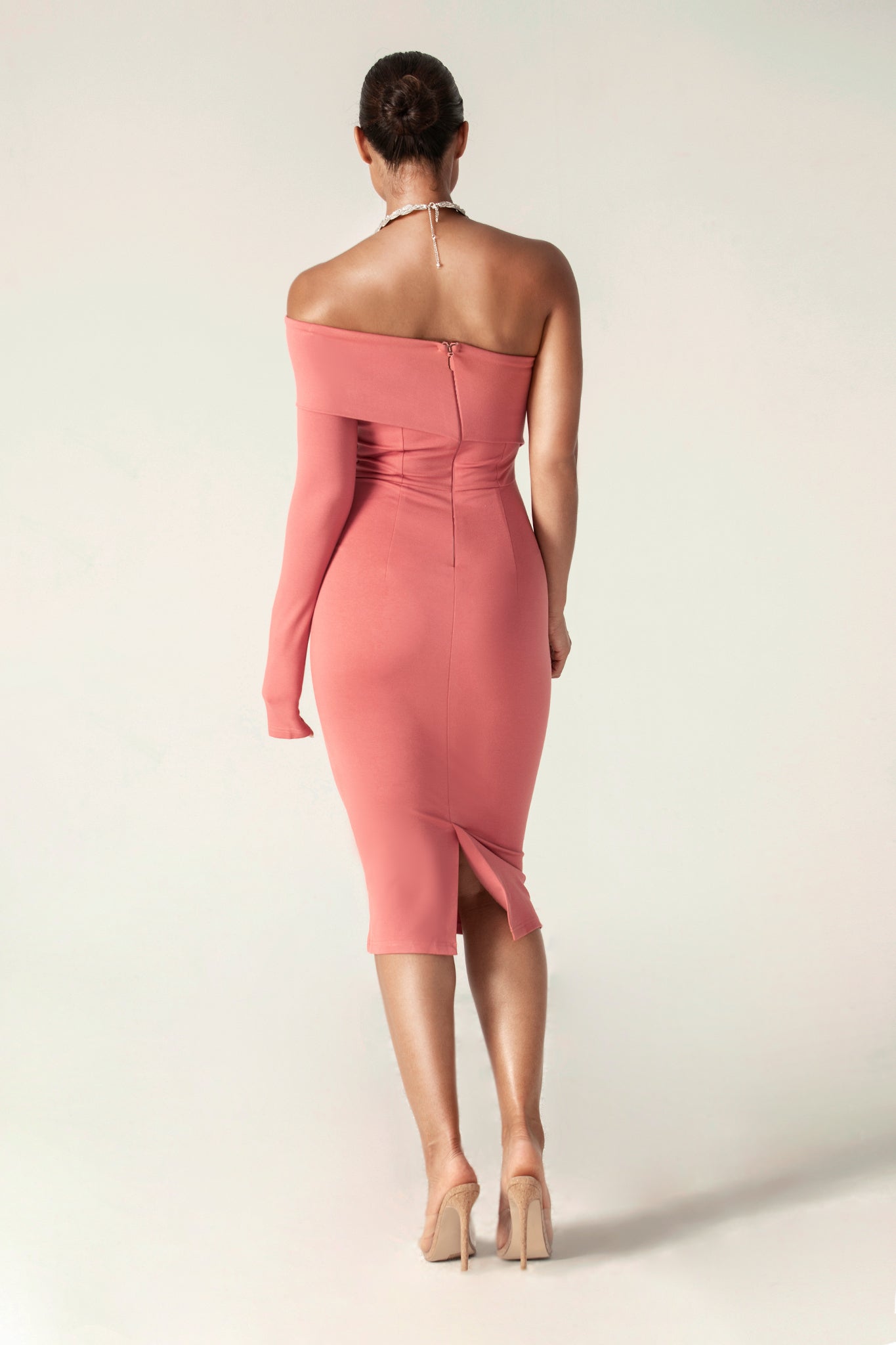 One-Shoulder Pencil Midi Dress