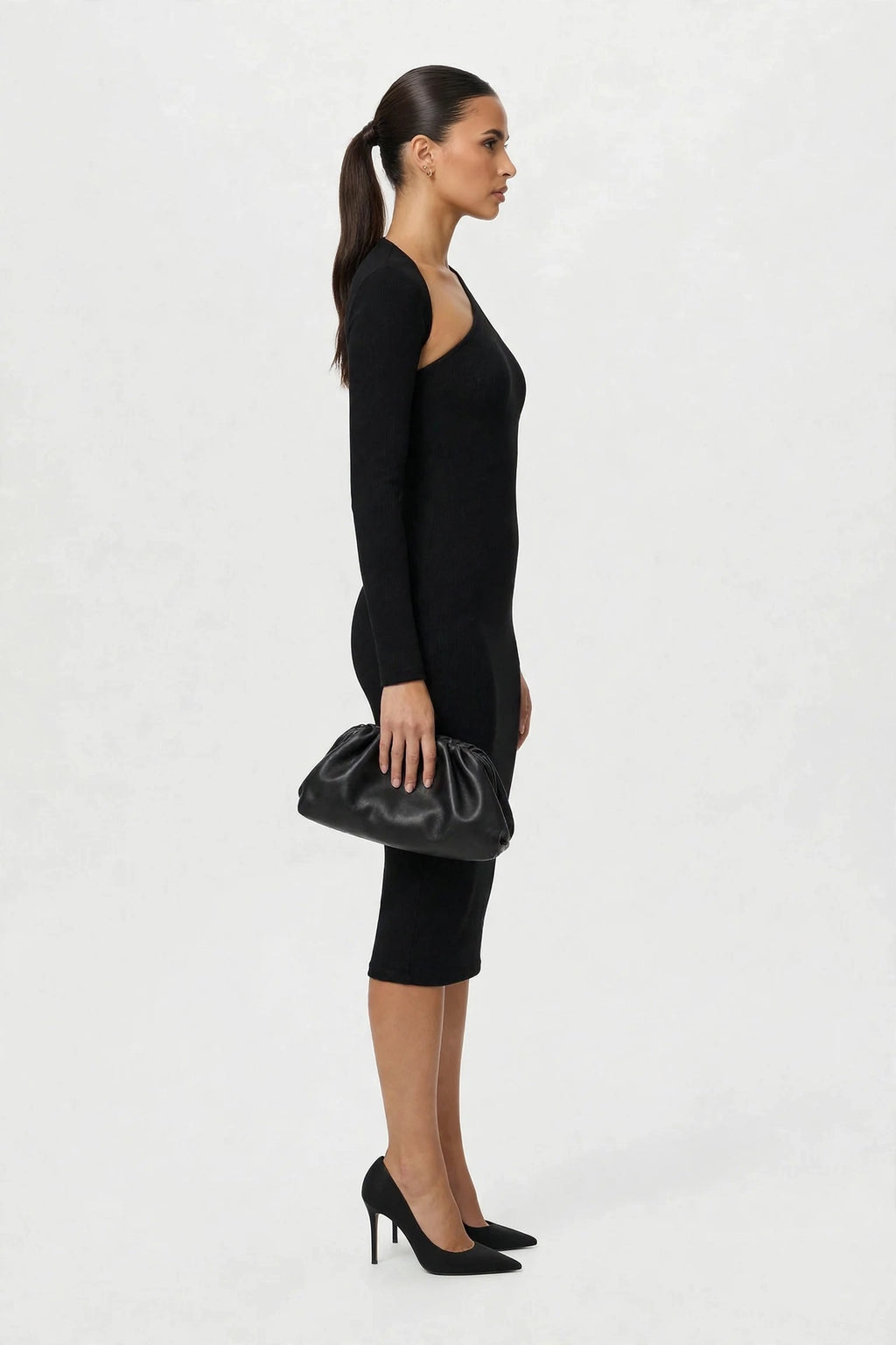 Asymmetric One-Shoulder Midi Dress