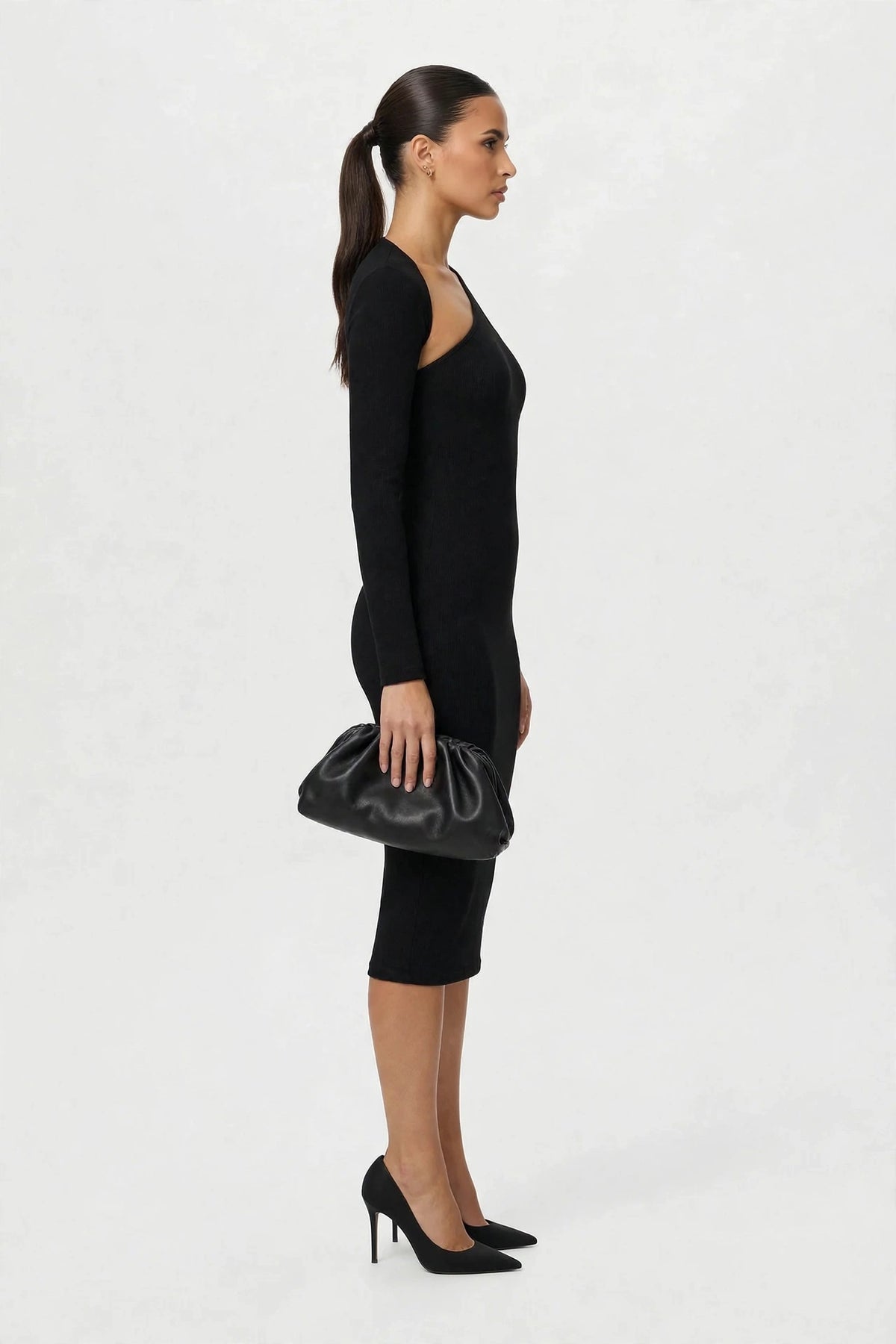 Asymmetric One-Shoulder Midi Dress