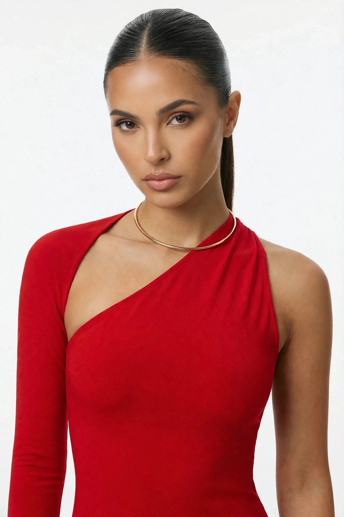 Asymmetric One-Shoulder Midi Dress